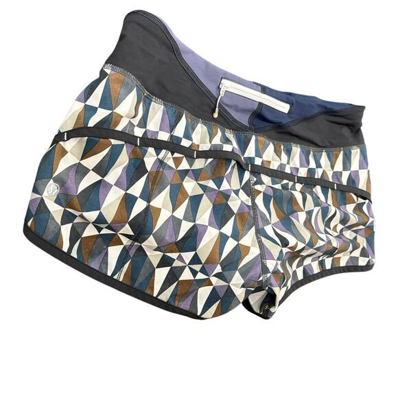Lululemon Run Speed Shorts Workout Running Athleisure Stained Glass Blue Size 6 - Picture 7 of 8